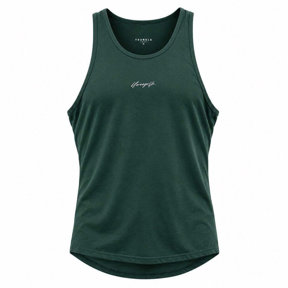 YoungLA 309 Mens M Forest Green Stringer Tank Top Bodybuilding Gym Workout